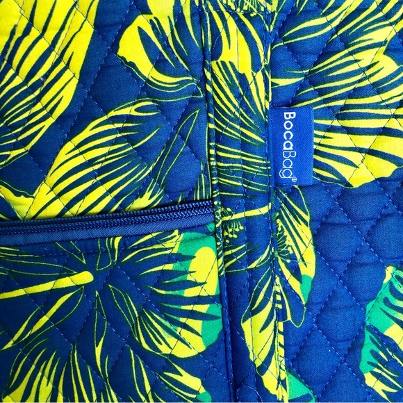 Tropical Boga Bag Big Quilted Tote shoulder bag Hibiscus Cotton - Picture 3 of 7